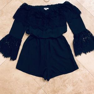 Black off the shoulder BB Dakota Romper